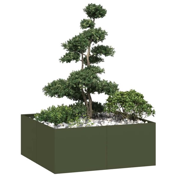 vidaXL Ζαρντινιέρα Λαδί 100x100x40 εκ. από Χάλυβα