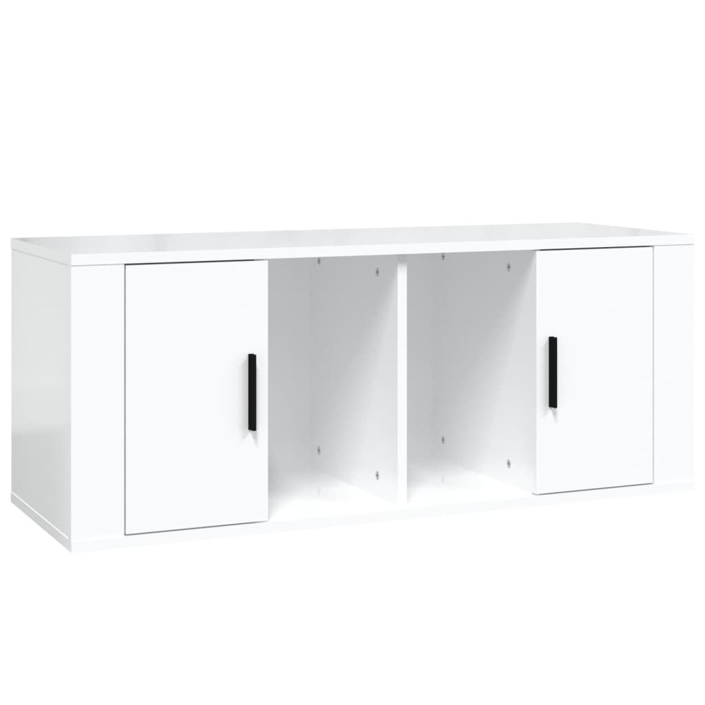 vidaXL Έπιπλο Τηλεόρασης Γυαλ. Λευκό 100x35x40 εκ. Επεξεργασμένο Ξύλο