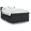 vidaXL Κρεβάτι Boxspring με Στρώμα Μαύρο 140x190εκ.από Συνθετικό Δέρμα