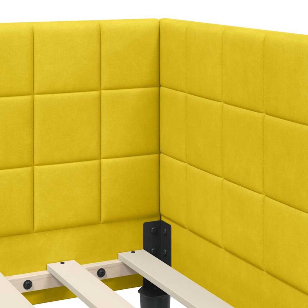 vidaXL Κρεβάτι Γωνίας με κεφαλάρι Κίτρινο 90 x 190 cm Βελούδο
