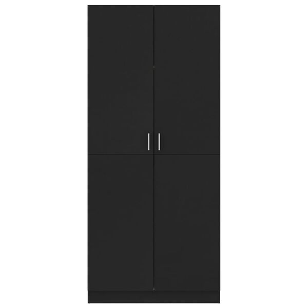 vidaXL Ντουλάπα Μαύρη 80 x 52 x 180 εκ. από Επεξ. Ξύλο