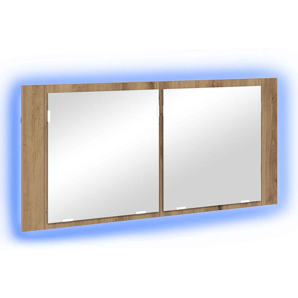 vidaXL Ντουλάπα καθρέφτη LED Δρυός Artisan 100x12x45 εκ. Από επεξεργασμένο ξύλο