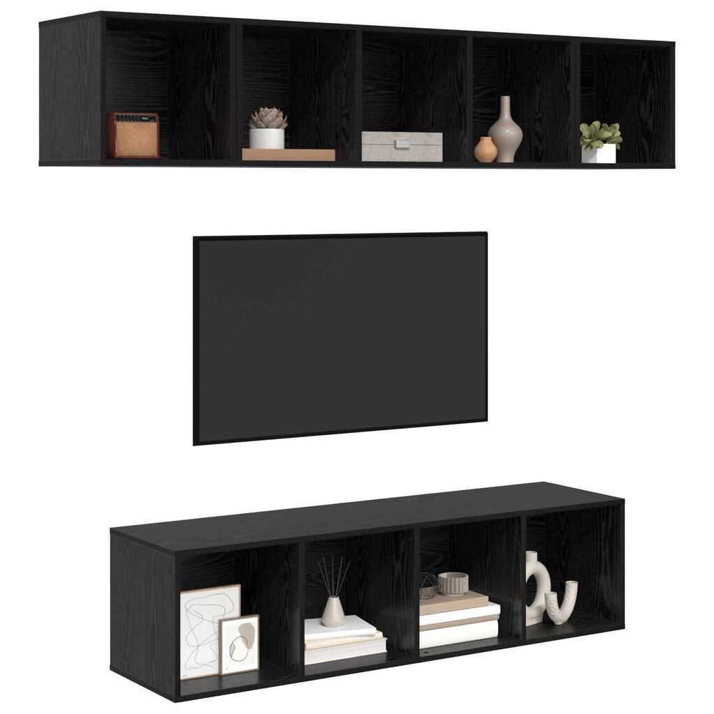 vidaXL Σετ επίπλου τηλεόρασης 4 pcs Μαύρη δρυς 37 x 37 x 142.5 εκ