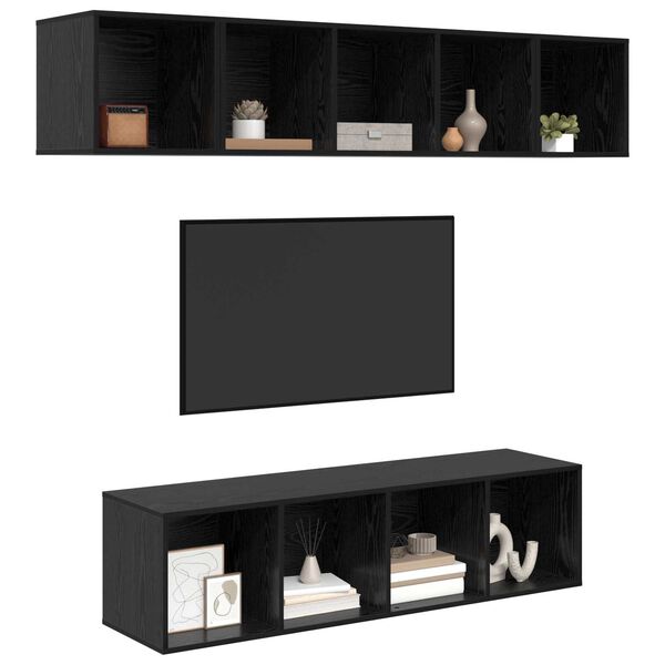 vidaXL Σετ επίπλου τηλεόρασης 4 pcs Μαύρη δρυς 37 x 37 x 142.5 εκ
