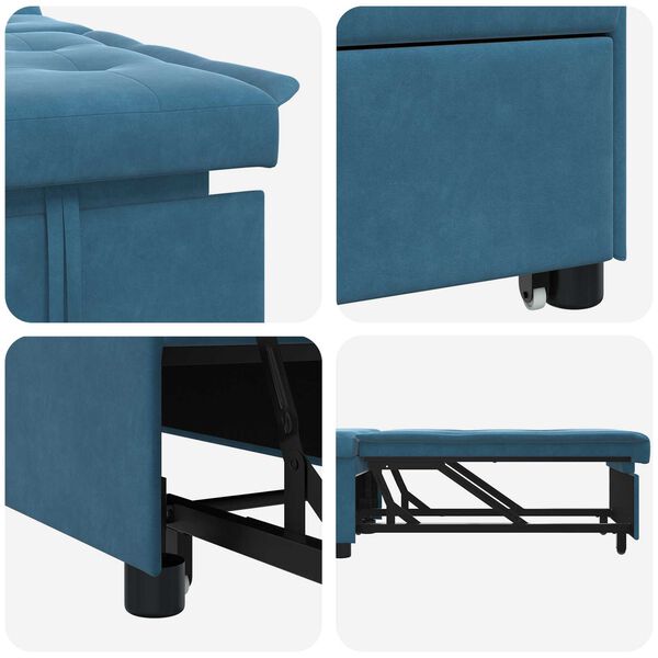 vidaXL Καναπές Κρεβάτι 3-in-1 Pull-Out Σχεδιασμός Μπλε Βελούδο