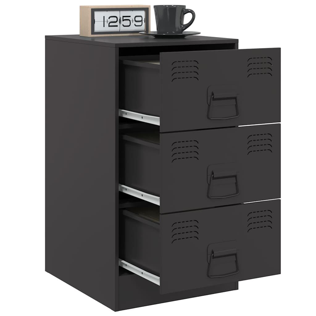 vidaXL Κομοδίνο Μαύρο 34,5x39x62 εκ. από Χάλυβα