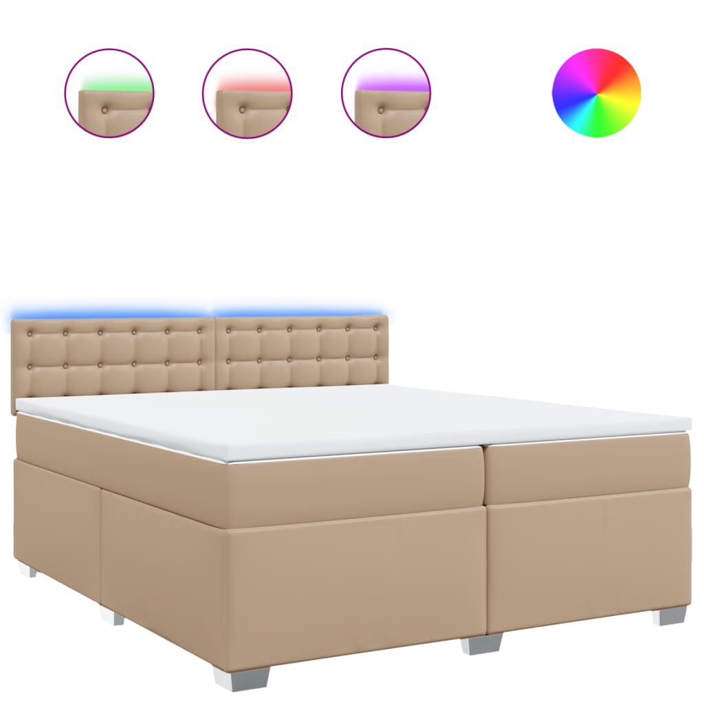 vidaXL Κρεβάτι Boxspring με Στρώμα Καπουτσίνο 200x200εκ.από Συνθ.Δέρμα