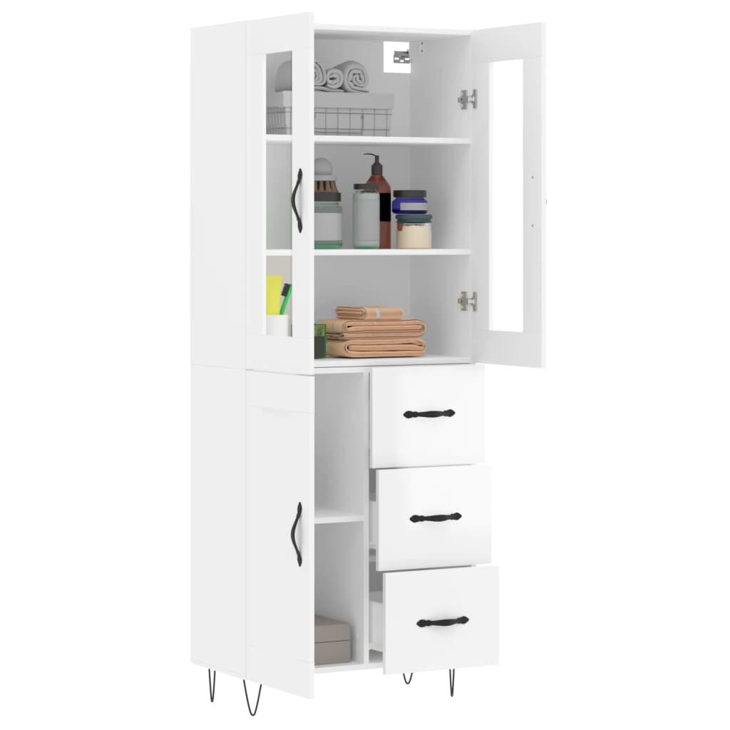 vidaXL Ντουλάπι Γυαλιστερό Λευκό 69,5x34x180 εκ. Επεξεργασμένο Ξύλο