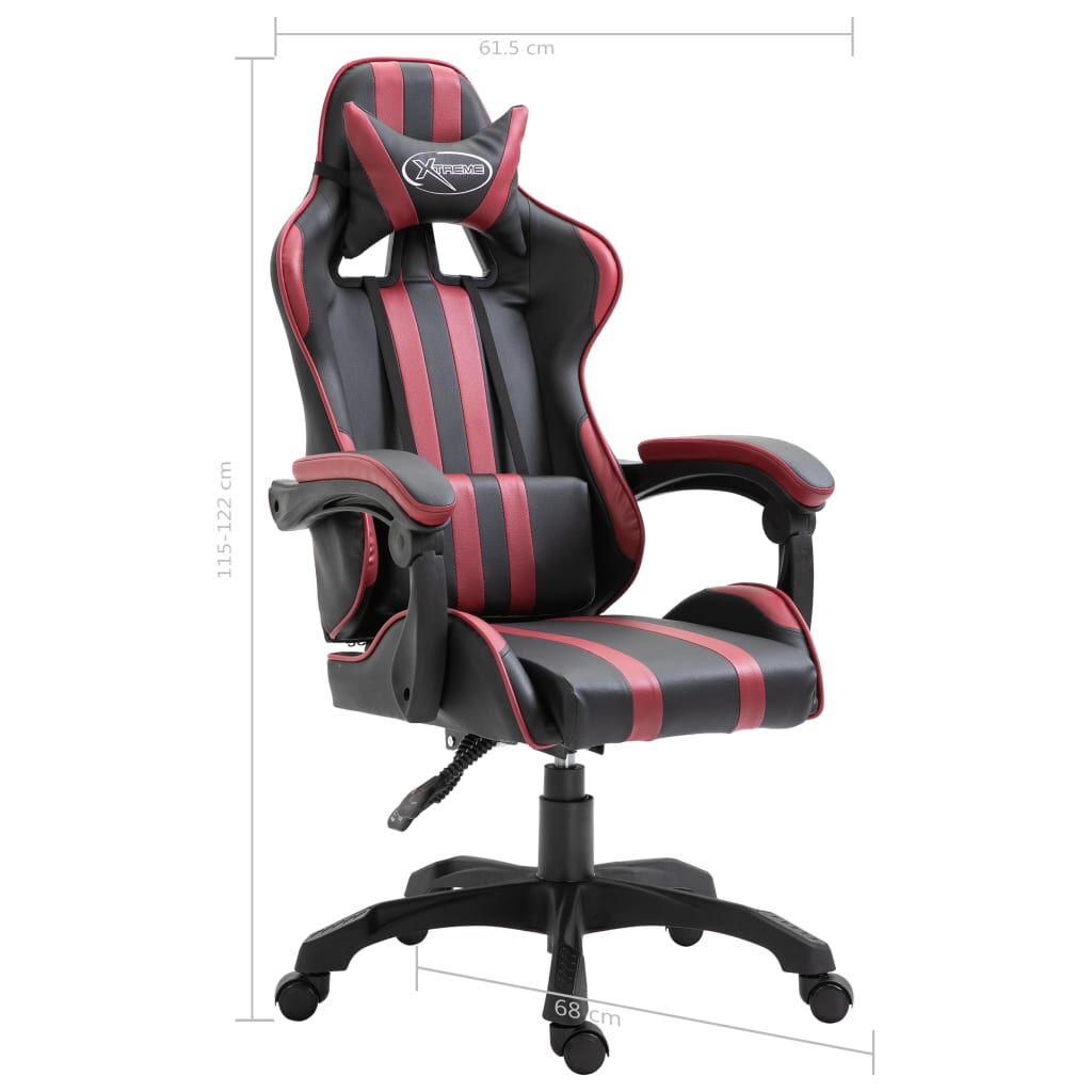 vidaXL Καρέκλα Gaming Μπορντό από Συνθετικό Δέρμα