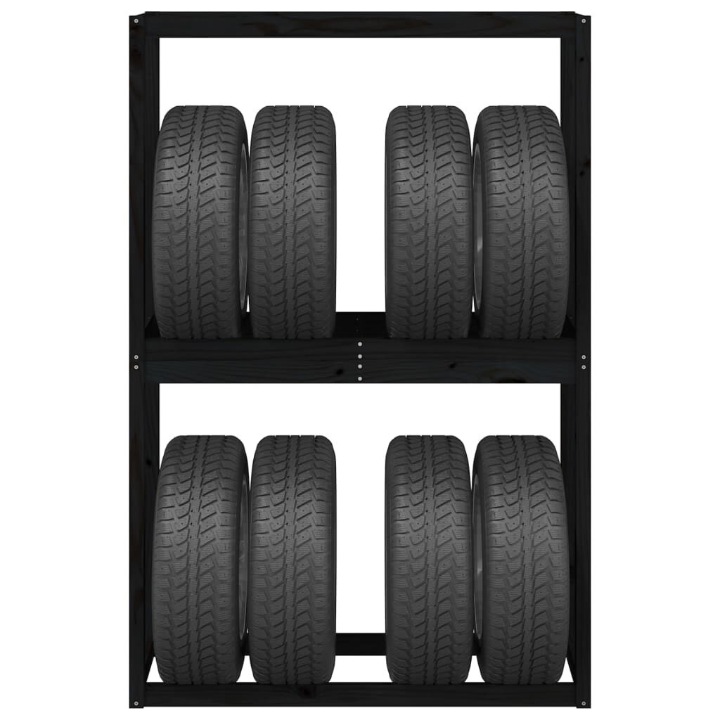 vidaXL Ραφιέρα Ελαστικών Μαύρη 120x40x180 εκ. από Μασίφ Ξύλο Πεύκου