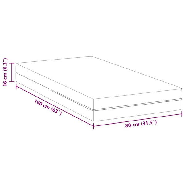 vidaXL Στρώμα Λευκό 80 x 160 cm Pěna
