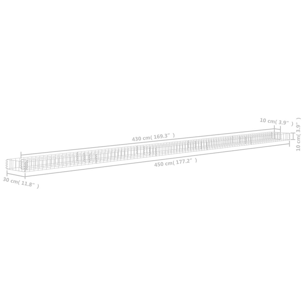 vidaXL Συρματοκιβώτιο-Γλάστρα Υπερυψωμένη 450x30x10 εκ. Γαλβ. Χάλυβας