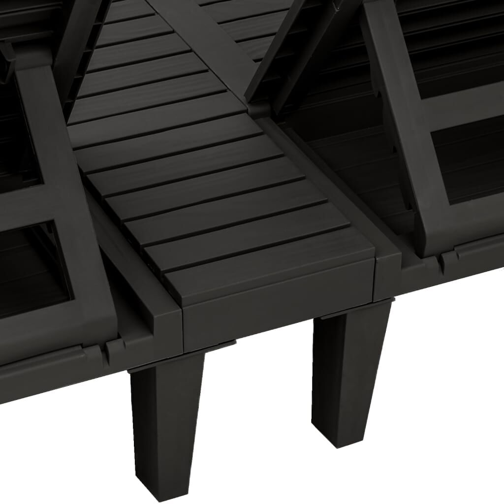 vidaXL Ξαπλώστρα Διπλή Μαύρη 155 x 138 x 83 εκ. από Πολυπροπυλένιο