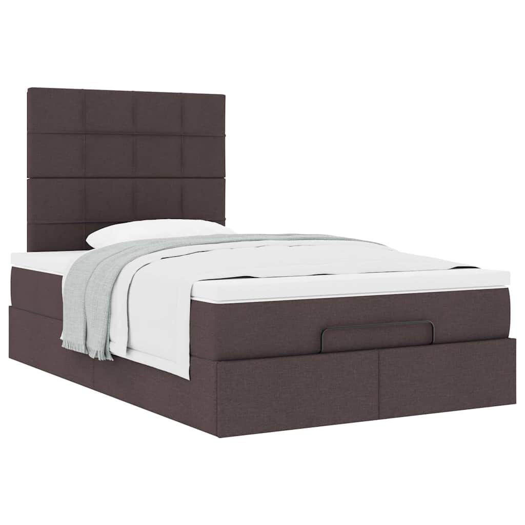 vidaXL Ottoman Κρεβάτι με Στρώμα Σκούρο Καφέ 120x200cm Ύφασμα