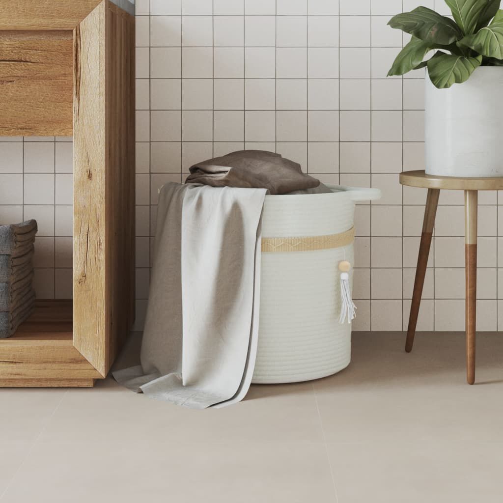 vidaXL Καλάθι Αποθήκευσης Λευκό Ø38 x 36 εκ. Βαμβακερό