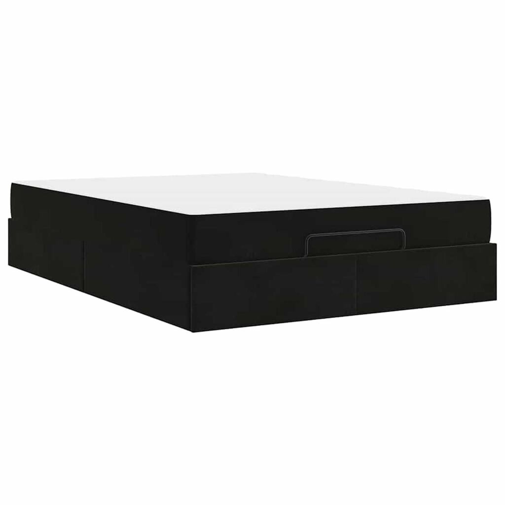 vidaXL Σκελετός Κρεβατιού με στρώμα Μαύρο 140 x 200 cm Βελούδο