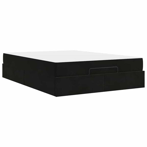 vidaXL Σκελετός Κρεβατιού με στρώμα Μαύρο 140 x 200 cm Βελούδο