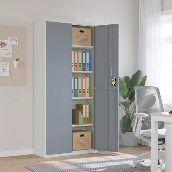 vidaXL Αρχειοθήκη Ανοιχτό Γκρι & Σκούρο Γκρι 90x40x200 εκ. Ατσάλινη