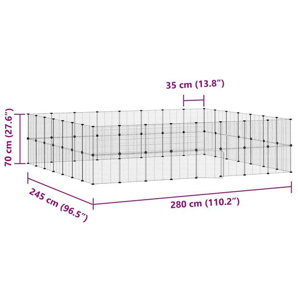 vidaXL Κλουβί Κατοικίδιων με 60 Πάνελ + Πόρτα Μαύρο 35 x 35εκ Ατσάλινο