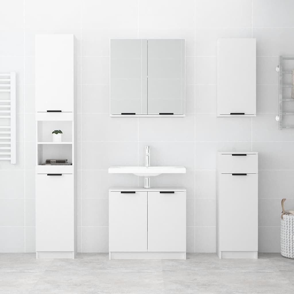 vidaXL Ντουλάπι Μπάνιου Λευκό 64,5 x 33,5 x 59 εκ. Επεξεργασμένο Ξύλο
