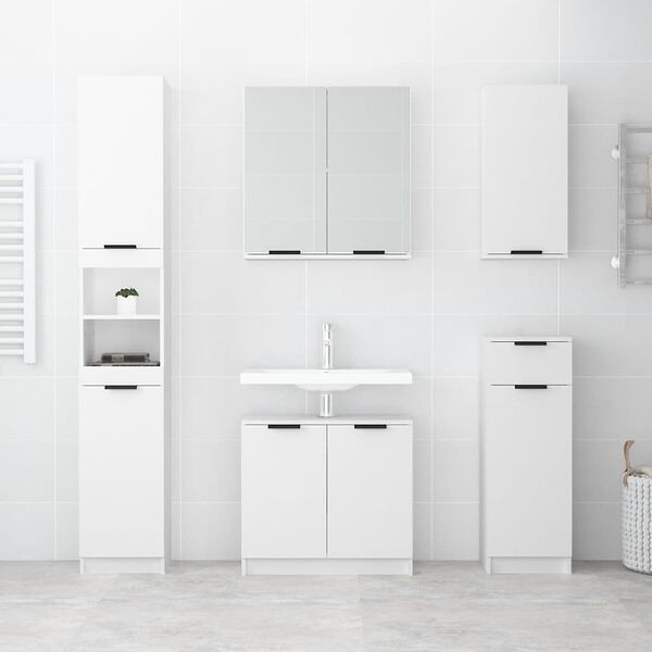 vidaXL Ντουλάπι Μπάνιου Λευκό 64,5 x 33,5 x 59 εκ. Επεξεργασμένο Ξύλο