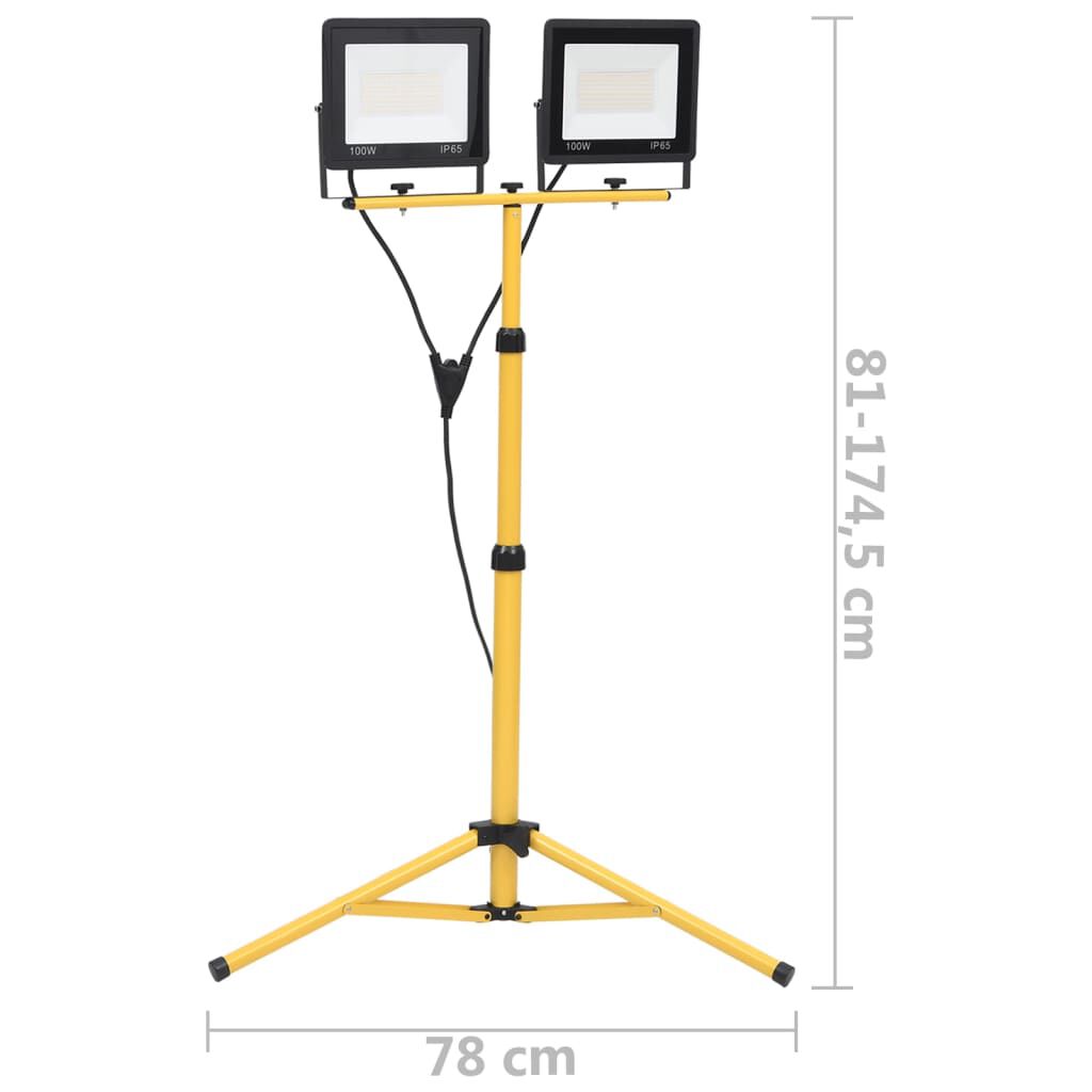 vidaXL Προβολέας LED με Τρίποδο Θερμό Λευκό 2 x 100 W