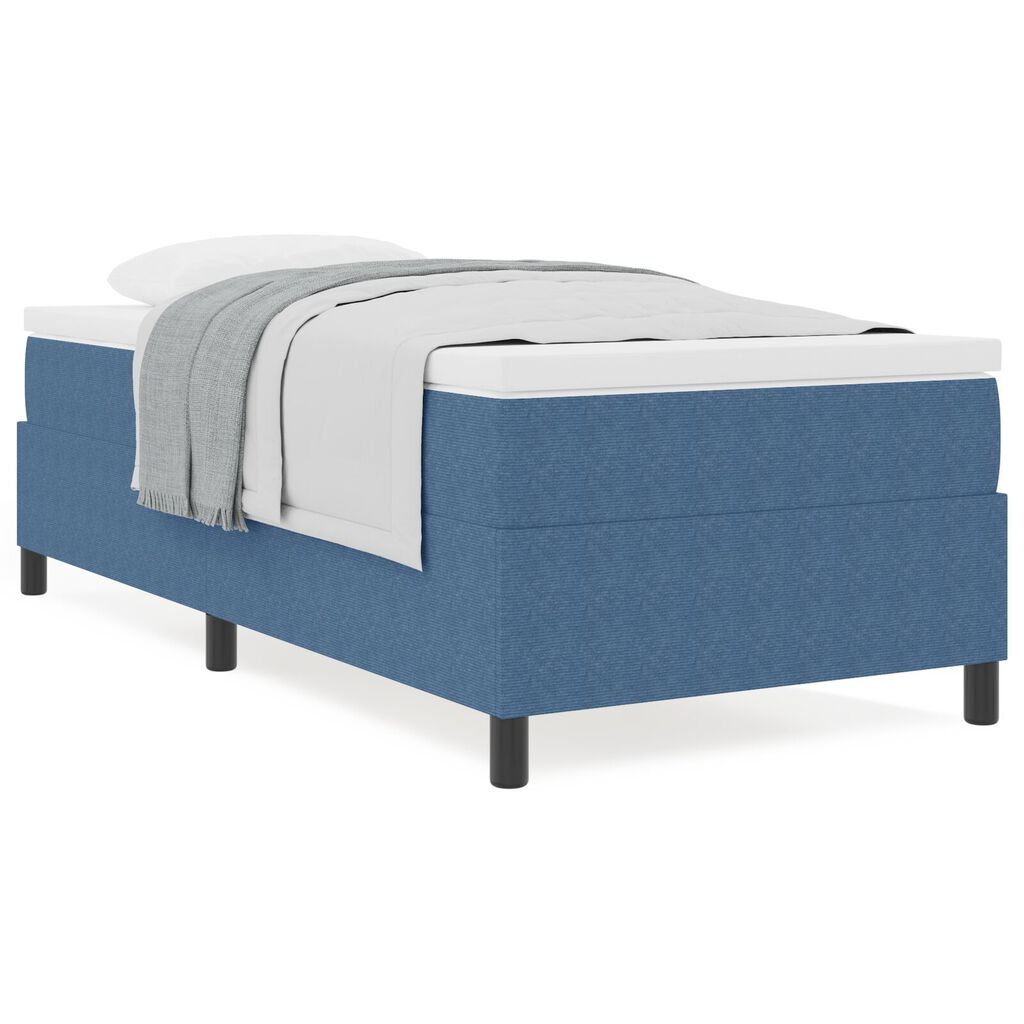 vidaXL Κρεβάτι Box Spring με Στρώμα Μπλε Μονό Καπιτονέ Ύφασμα