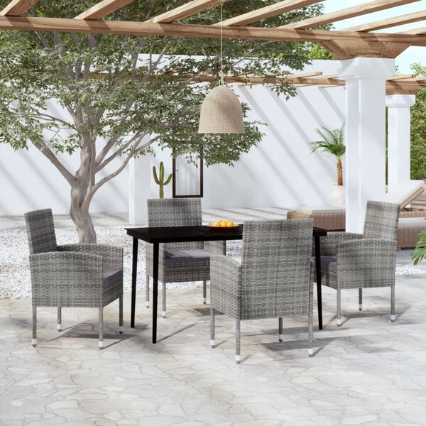 vidaXL Σετ Τραπεζαρίας Κήπου 5 Τεμαχίων Ανθρακί