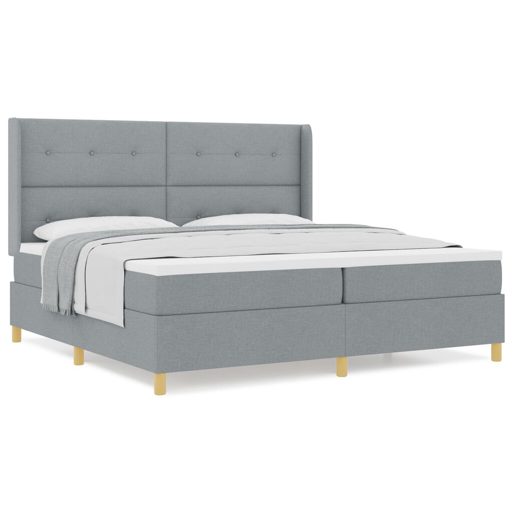 vidaXL Κρεβάτι Box Spring με Στρώμα Ανοιχτό Γκρι 200x200 εκ. Ύφασμα