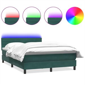 vidaXL &Kappa;&rho;&epsilon;&beta;ά&tau;&iota; Boxspring &mu;&epsilon; &Sigma;&tau;&rho;ώ&mu;&alpha; & LED &sigma;&kappa;&omicron;ύ&rho;&omicron; &pi;&rho;ά&sigma;&iota;&nu;&omicron; 160x220cm &Beta;&epsilon;&lambda;&omicron;ύ&delta;&iota;&nu;&omicron;