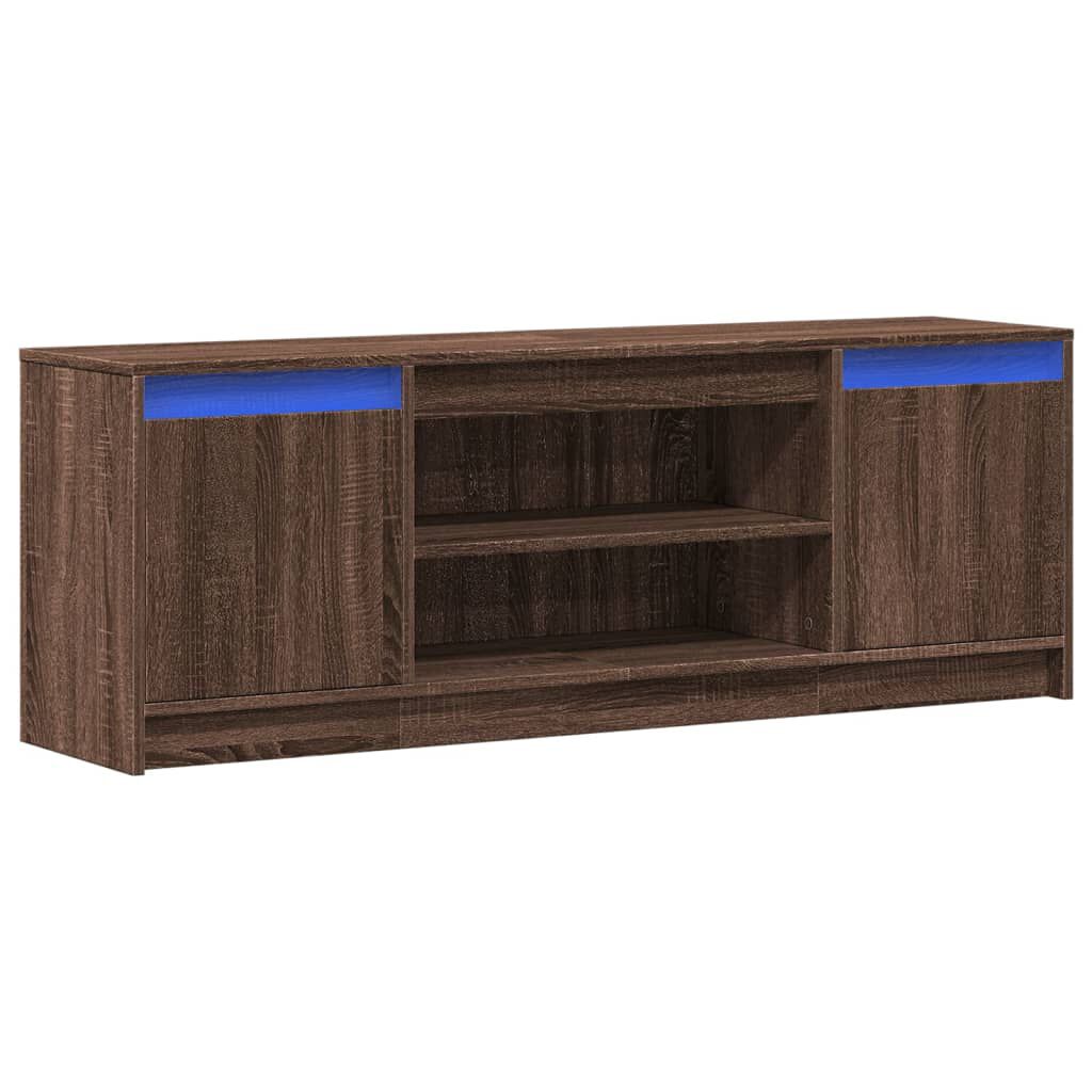 vidaXL Έπιπλο Τηλεόρασης με LED Καφέ Δρυς 139,5x34x50 εκ. Επεξ. Ξύλο