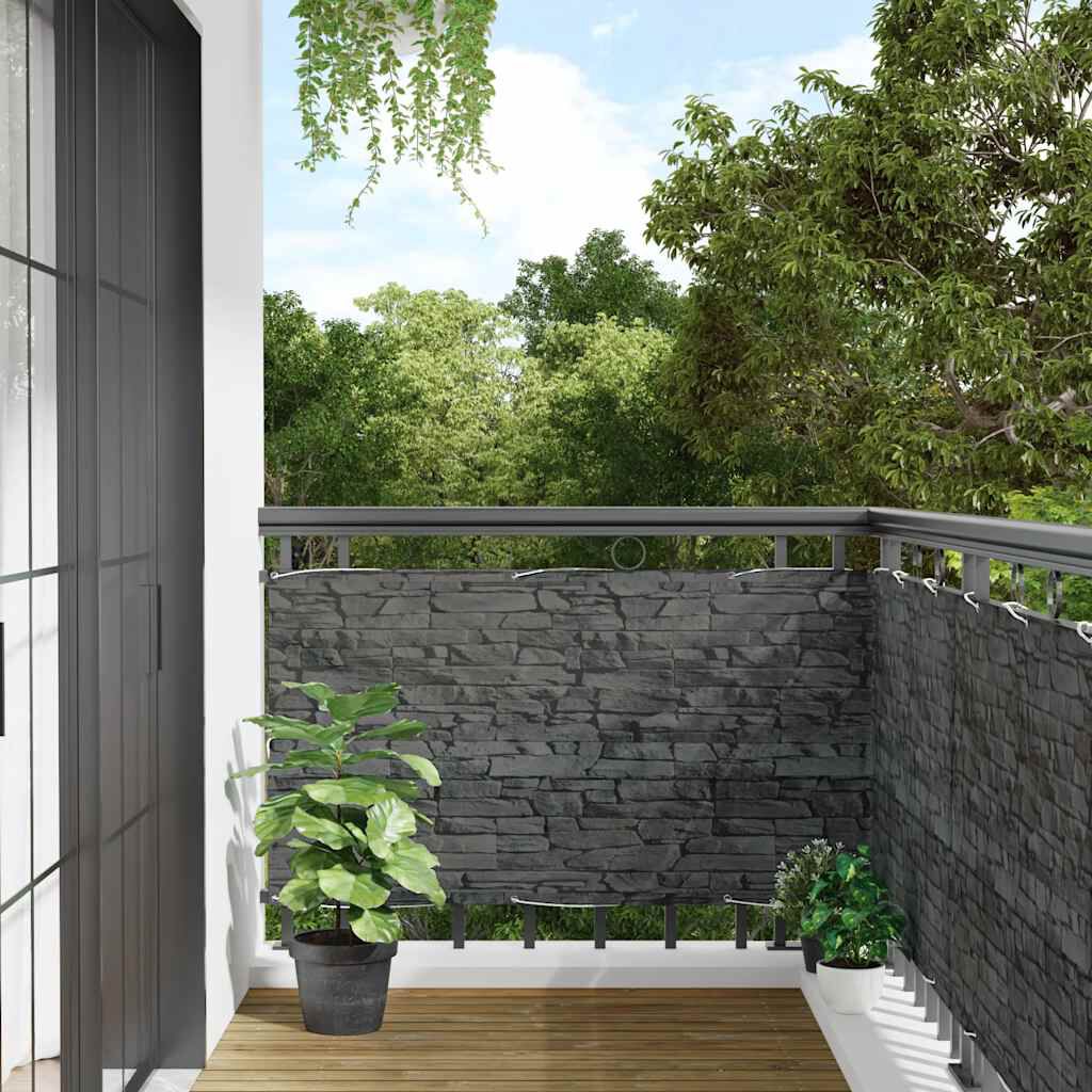 vidaXL Περίφραξη Μπαλκονιού Σχέδιο Ledge Stone Γκρι 300x120 εκ. PVC