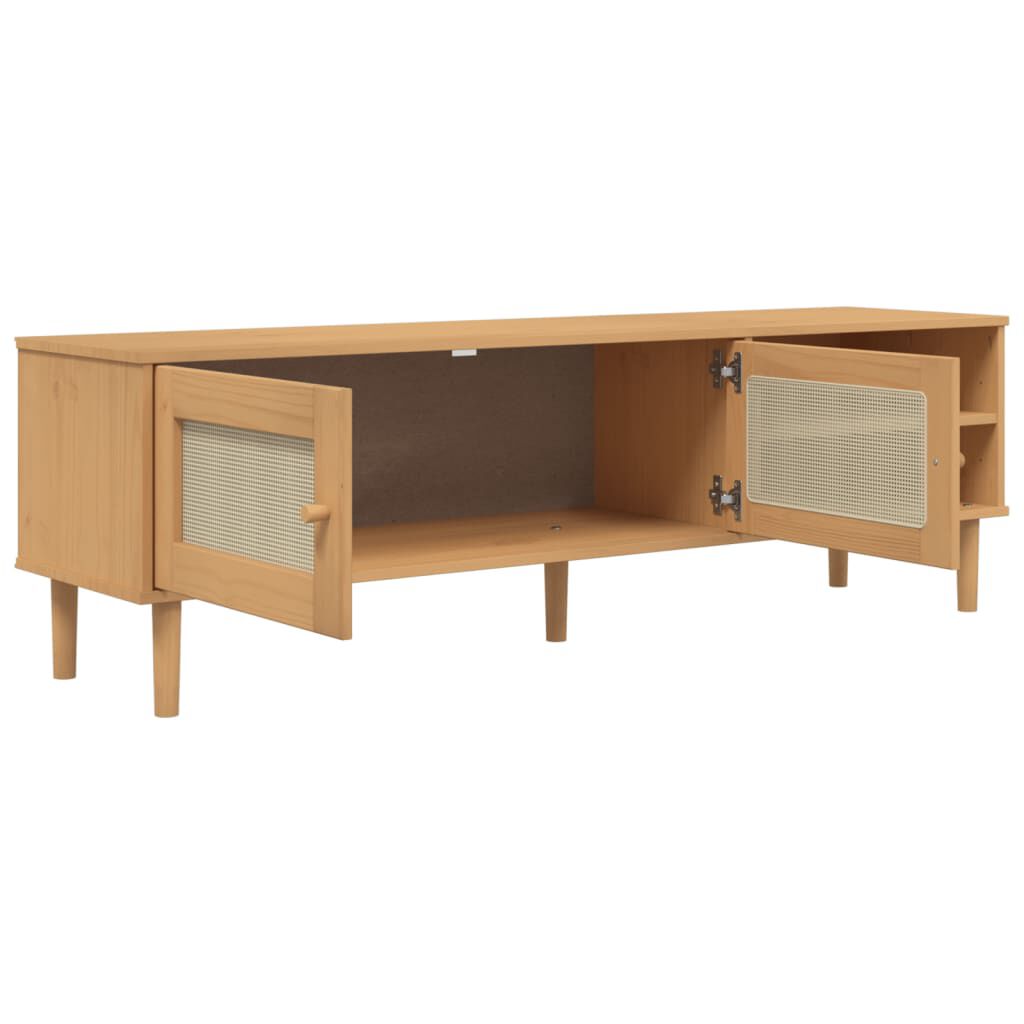 vidaXL Έπιπλο Τηλεόρασης SENJA Καφέ / Ρατάν 158x40x49 εκ. Μασίφ Πεύκο