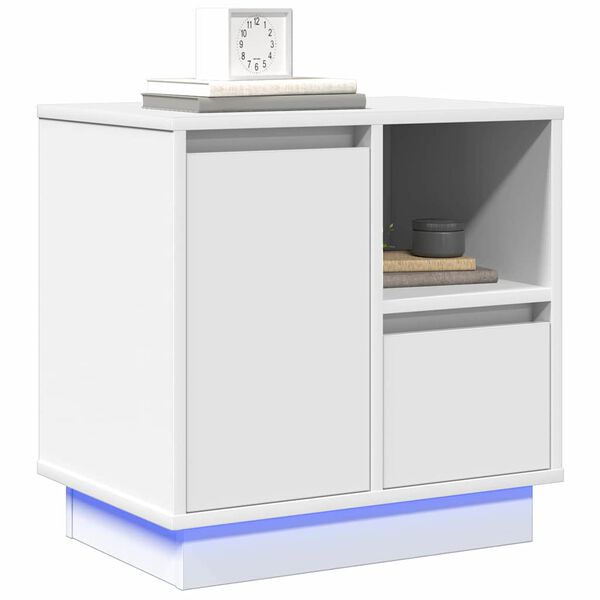 vidaXL Κομοδίνο με συρτάρι Λευκό 50 x 34.5 x 50 εκ. Επεξεργασμένο ξύλο