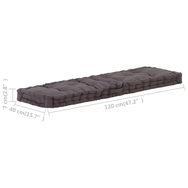 vidaXL Μαξιλάρα Δαπέδου / Παλέτας Ανθρακί 120 x 40 x 7 εκ. Βαμβακερή