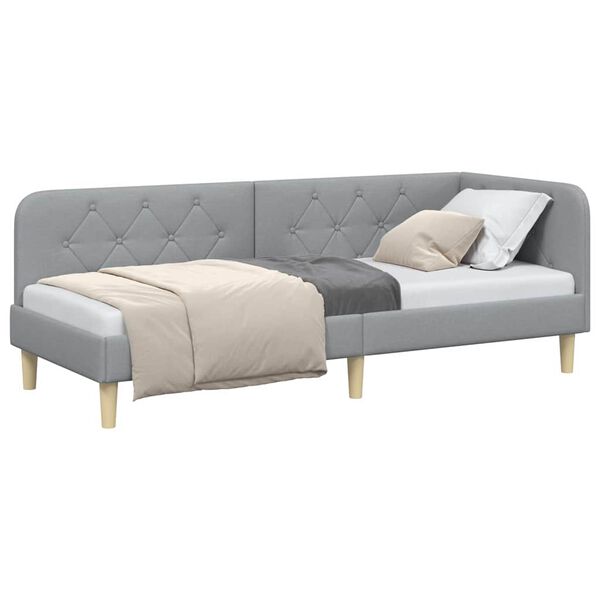 vidaXL Κρεβάτι Γωνίας με κεφαλάρι Ανοιχτό γκρι 80 x 200 cm ύφασμα