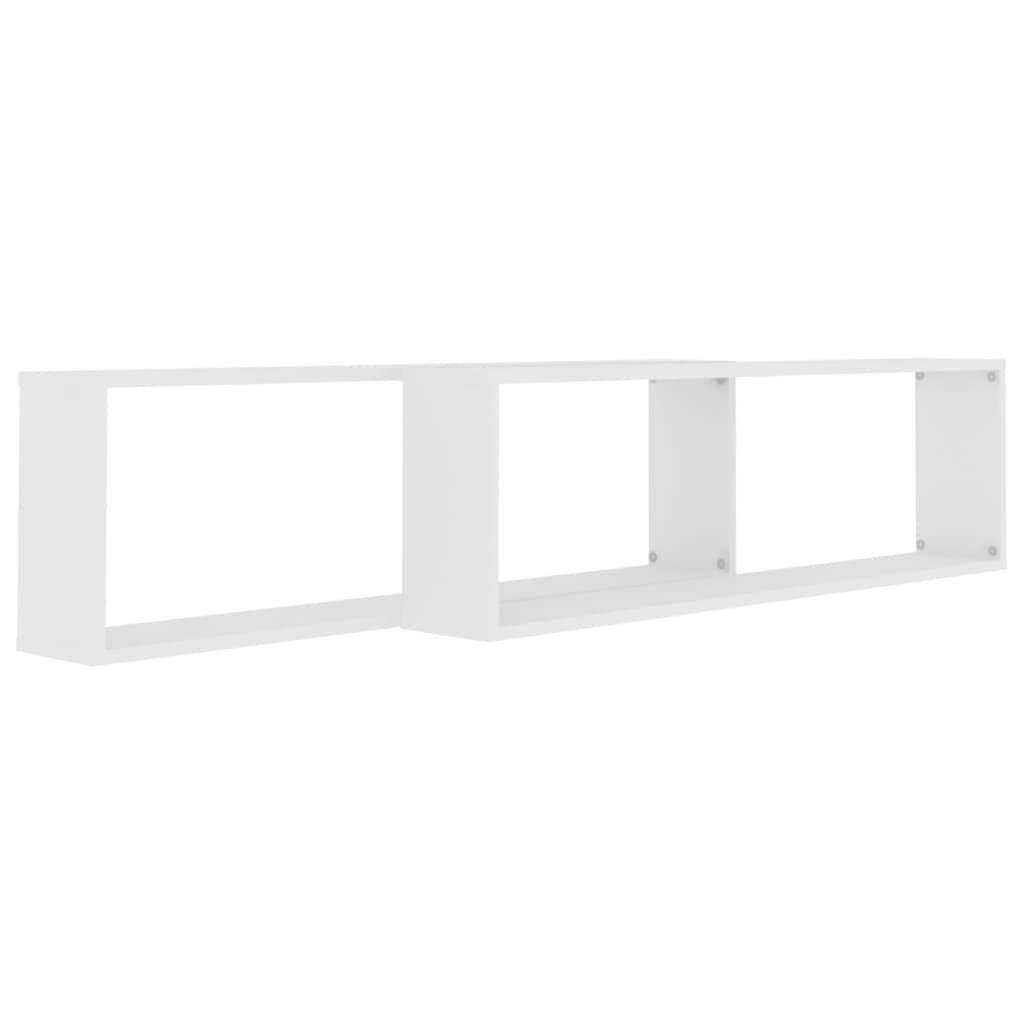 vidaXL Ράφια Κύβοι Τοίχου 2 τεμ. Λευκά 100 x 15 x 30 εκ. Επεξ. Ξύλο
