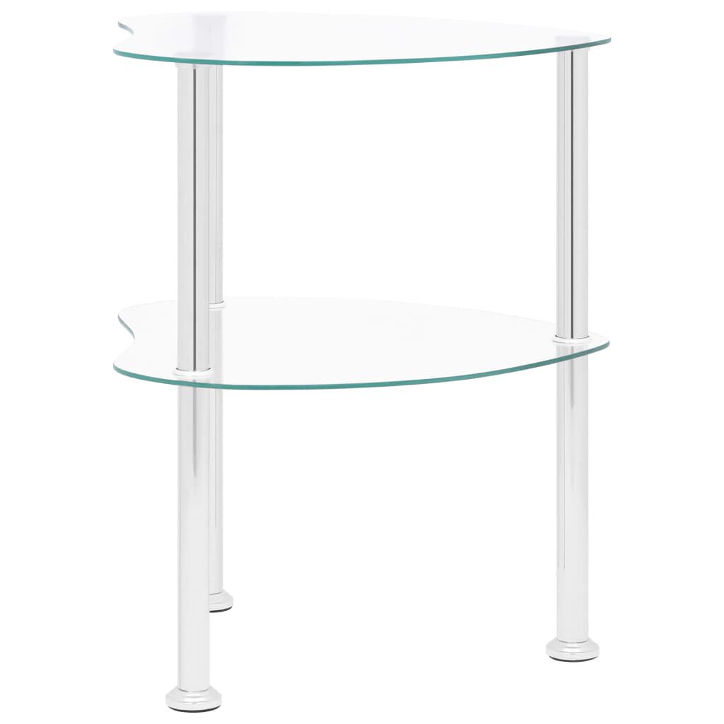vidaXL Τραπεζάκι Σαλονιού 2 Επιπέδων Διαφανές 38x38x50 εκ. Ψημ. Γυαλί
