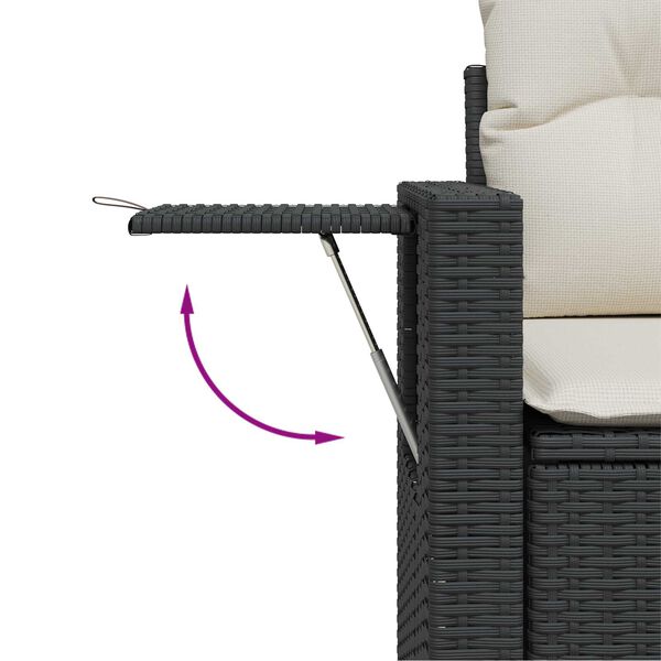 vidaXL Σετ Καναπέ Κήπου Ρυθμιζόμενο ύψος 9 pcs Μαύρο συνθετικό ρατάν