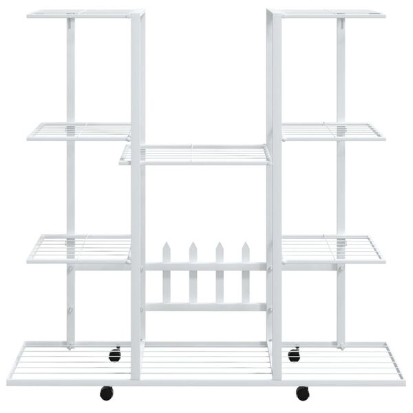 vidaXL Βάση Λουλουδιών με Ρόδες 94,5 x 24,5 x 91,5 εκ. Λευκή Σιδερένια