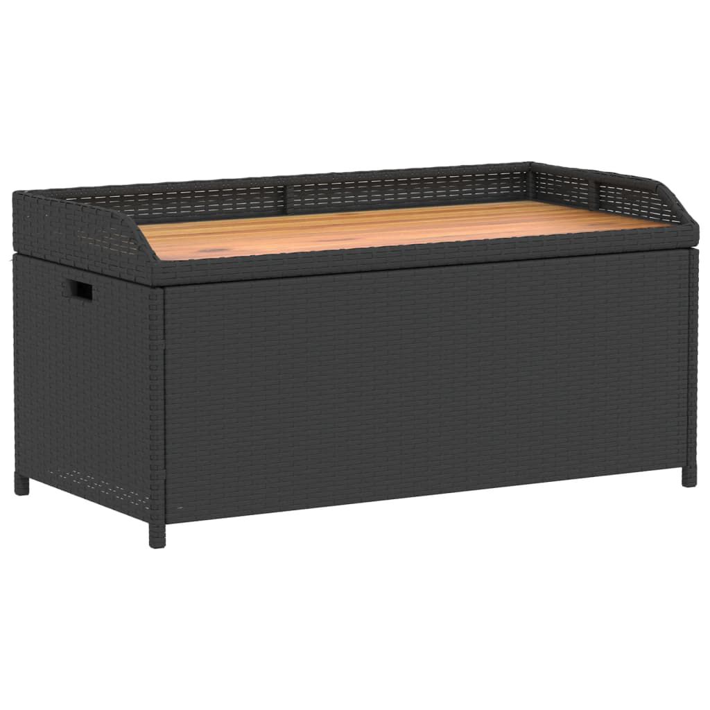 vidaXL Πάγκος Αποθ. Κήπου Μαύρος 100x50x52εκ. Συνθ. Ρατάν/Ξύλο Ακακίας