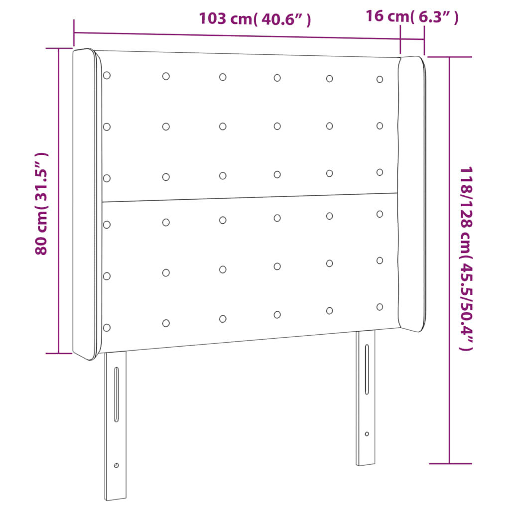 vidaXL Κεφαλάρι Κρεβατιού LED Σκούρο Γκρι 103x16x118/128εκ. Βελούδινο