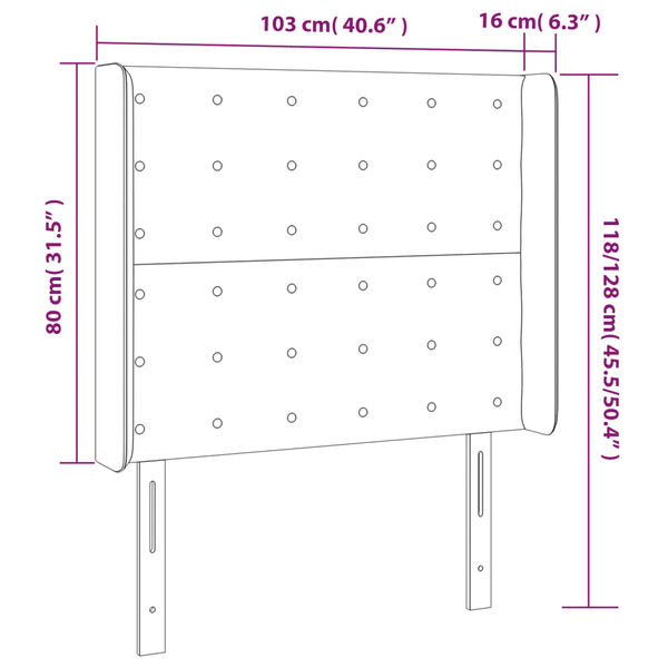 vidaXL Κεφαλάρι Κρεβατιού LED Σκούρο Γκρι 103x16x118/128εκ. Βελούδινο