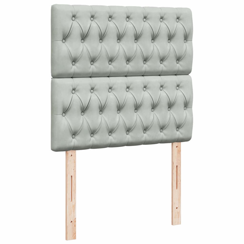 vidaXL Κρεβάτι Boxspring με Στρώμα Ανοιχτό Γκρι 90x190 εκ. Βελούδινο
