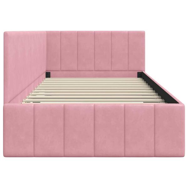 vidaXL Κρεβάτι Γωνίας με κεφαλάρι Ροζ 90 x 200 cm Βελούδο