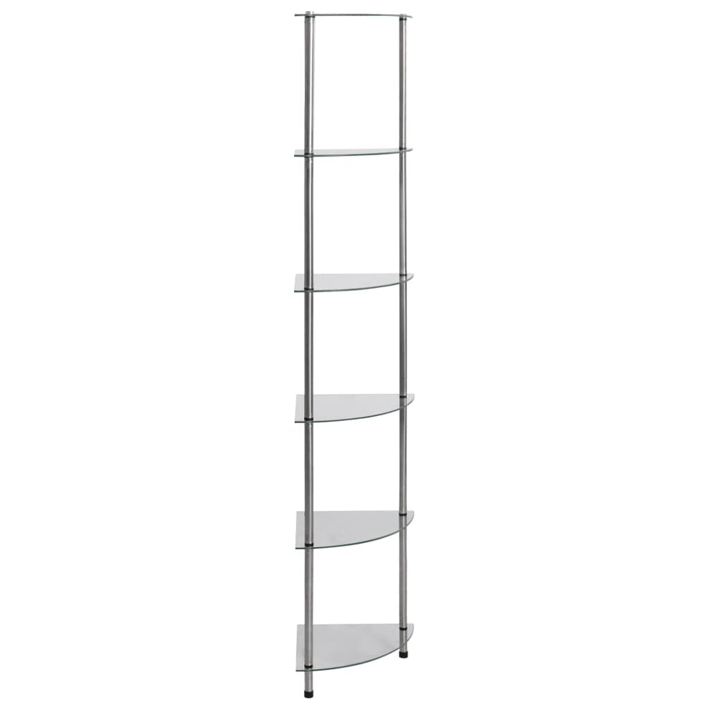 vidaXL Ραφιέρα 6 Επιπέδων Διαφανής 30 x 30 x 160 εκ. από Ψημένο Γυαλί