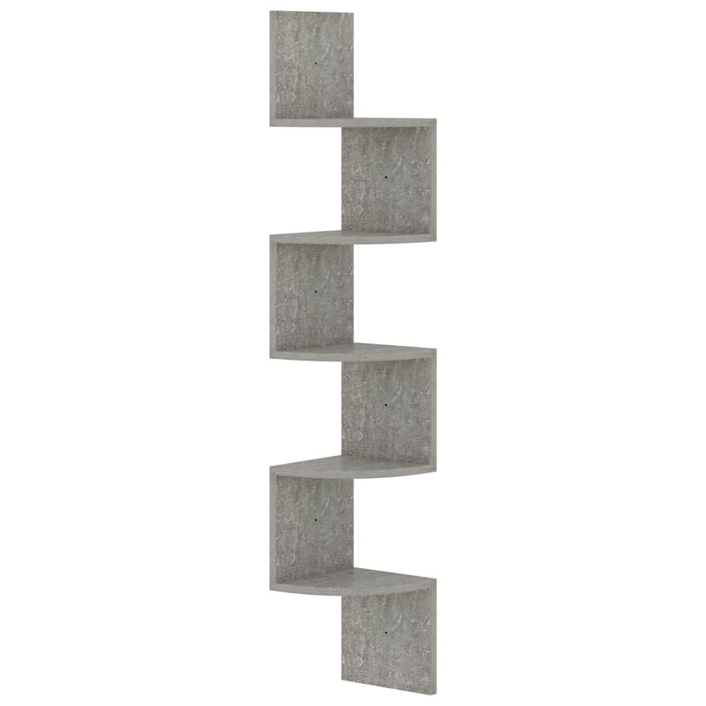 vidaXL Γωνιακή Ραφιέρα Τοίχου Γκρι Σκυρ. 19x19x123 εκ. από Επεξ. Ξύλο