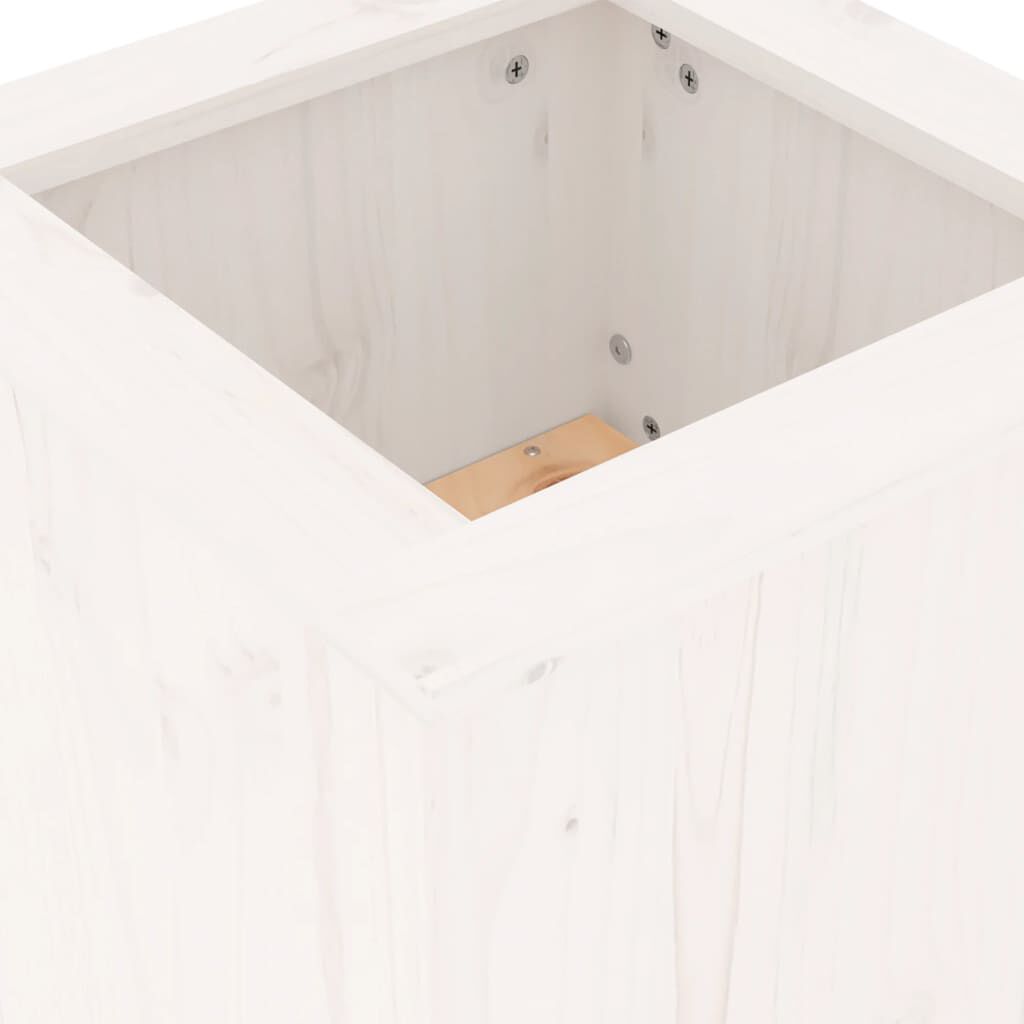 vidaXL Ζαρντινιέρα Παγκάκι Λευκό 184,5x39,5x56,5 εκ. Μασίφ Ξύλο Πεύκου