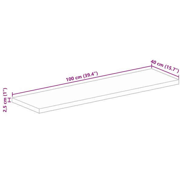 vidaXL Επιφάνεια Τραπεζιού Ορθογώνια 100x40x2,5 εκ. Μασίφ Ξύλο Μάνγκο