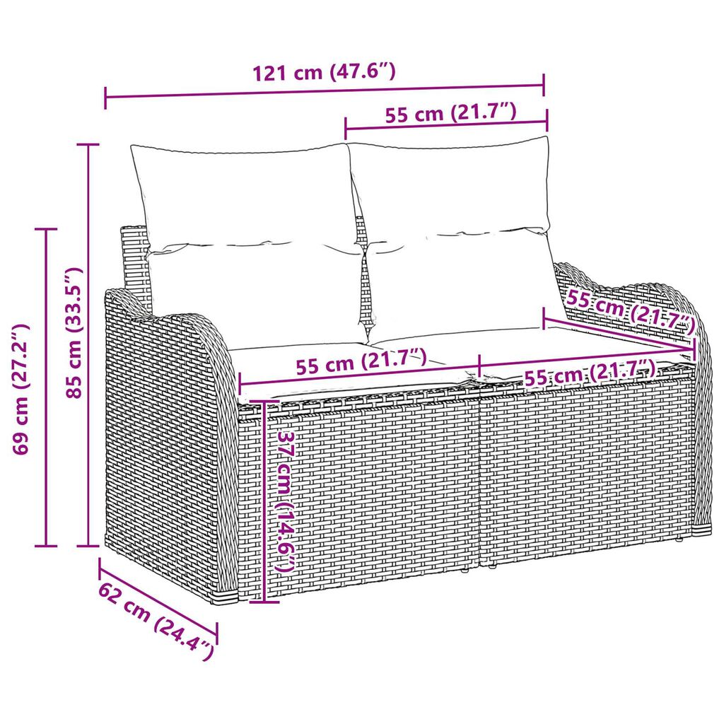 vidaXL Σετ Καναπέ Κήπου με μαξιλάρι 5 pcs Μπεζ Πολυ ράταν